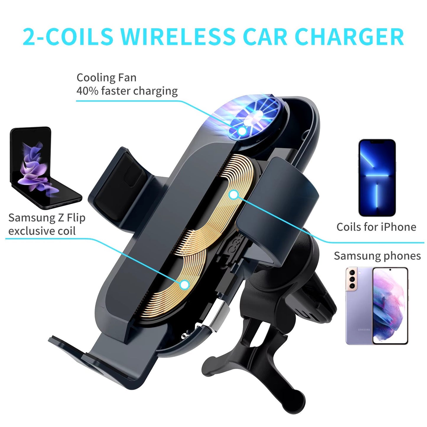 Car Mount Wireless Charger β Universal QI Charging for Motorola Razr, Z Flip & More
