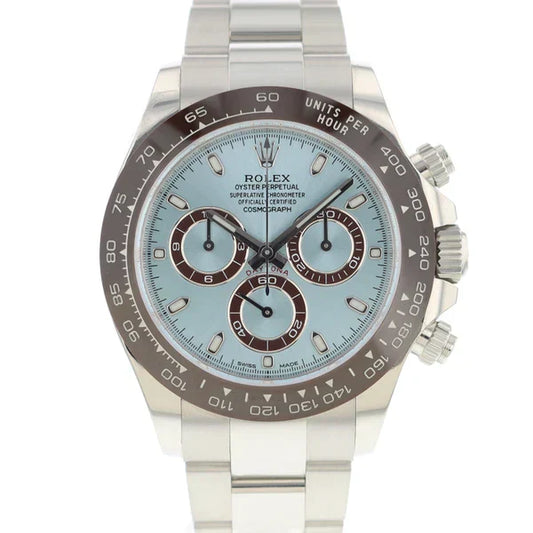 RLX Daytona Argente Bleu Ciel Céramique Marron 4130 Suiss